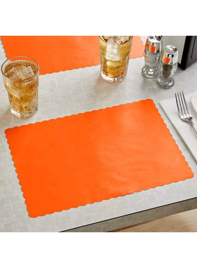Netko Paper Placemats for Dining Table - Disposable Scalloped Edges Color Table Mats Great for Parties and Christmas Table Decorations 10"x14" (Orange) 50ct - Image 5